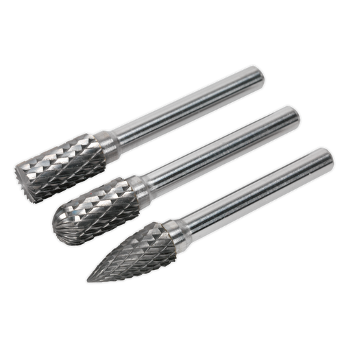 Sealey - SDBK3 Tungsten Carbide Rotary Burr Set 3pc Consumables Sealey - Sparks Warehouse
