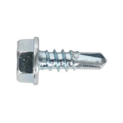 Sealey - SDHX4213 Self Drilling Screw 4.2 x 13mm Hex Head Zinc DIN 7504K Pack of 100 Consumables Sealey - Sparks Warehouse