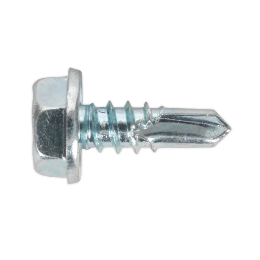 Sealey - SDHX4813 Self Drilling Screw 4.8 x 13mm Hex Head Zinc DIN 7504K Pack of 100 Consumables Sealey - Sparks Warehouse