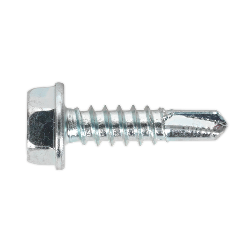 Sealey - SDHX4819 Self Drilling Screw 4.8 x 19mm Hex Head Zinc DIN 7504K Pack of 100 Consumables Sealey - Sparks Warehouse