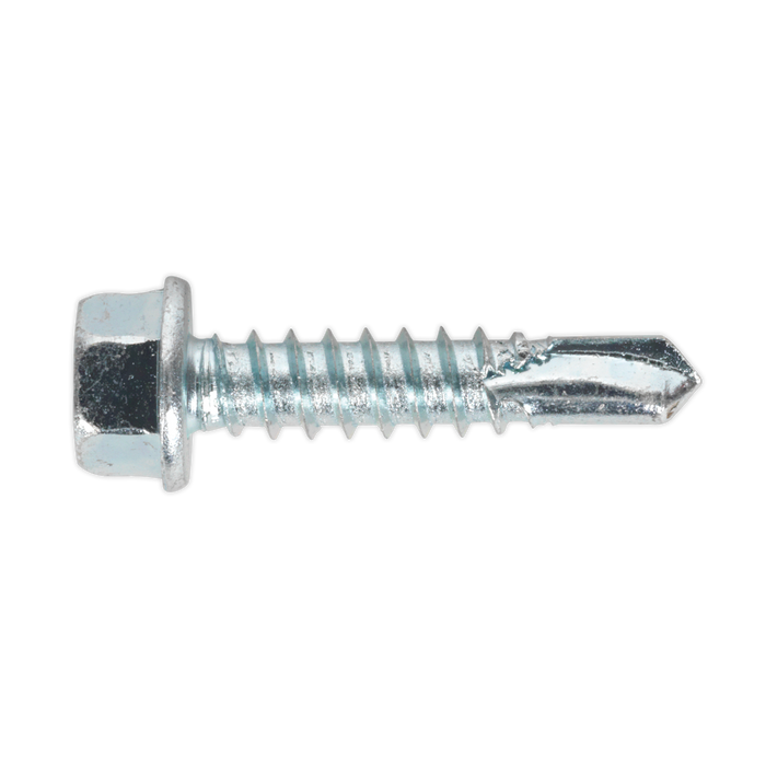 Sealey - SDHX5525 Self Drilling Screw 5.5 x 25mm Hex Head Zinc DIN 7504K Pack of 100 Consumables Sealey - Sparks Warehouse