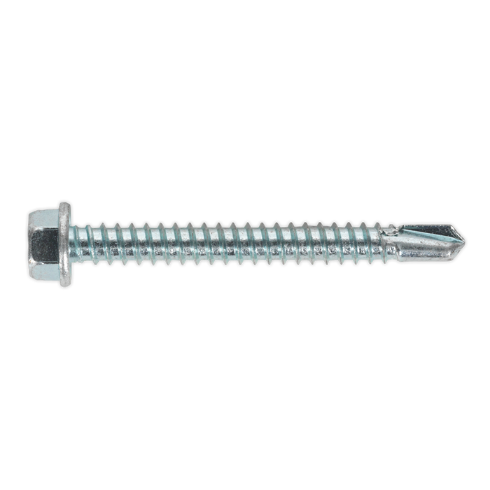 Sealey - SDHX5550 Self Drilling Screw 5.5 x 50mm Hex Head Zinc DIN 7504K Pack of 100 Consumables Sealey - Sparks Warehouse