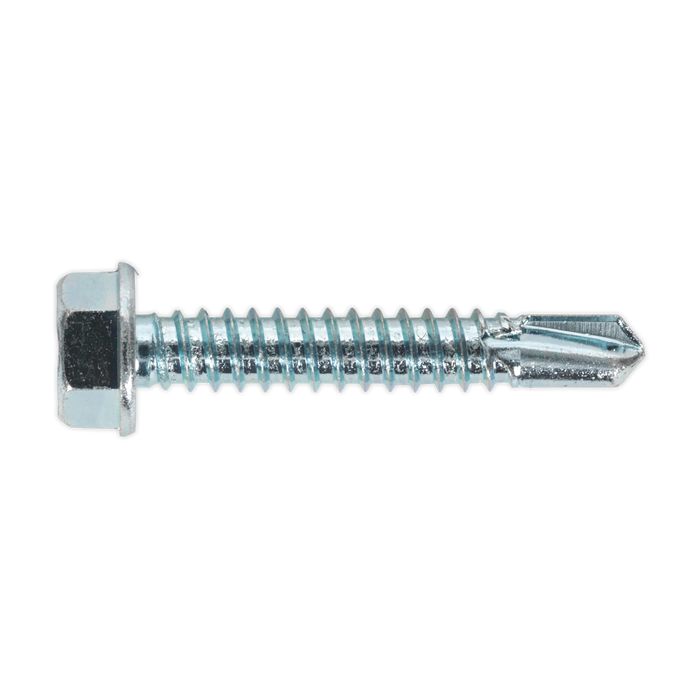 Sealey - SDHX6338 Self Drilling Screw 6.3 x 38mm Hex Head Zinc DIN 7504K Pack of 100 Consumables Sealey - Sparks Warehouse