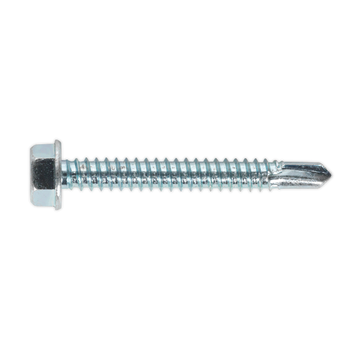 Sealey - SDHX6350 Self Drilling Screw 6.3 x 50mm Hex Head Zinc DIN 7504K Pack of 100 Consumables Sealey - Sparks Warehouse