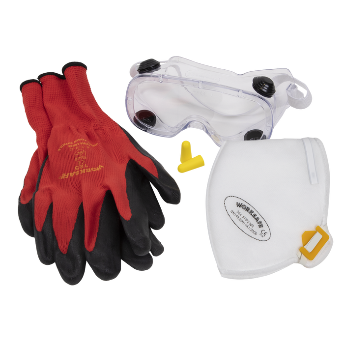 Sealey - SEP3 Flexi Grip Gloves, FFP2 Mask, Goggles & Ear Plugs Safety Products Sealey - Sparks Warehouse