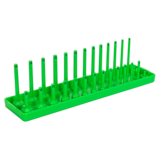 Sealey - SH1414HV Socket Holder 1/4"Sq Drive 4-15mm Hi-Vis Green Hand Tools Sealey - Sparks Warehouse