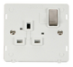 Scolmore SIN535PWBS - INGOT 1 Gang 13A DP Switched Socket Insert - White / Brushed Stainless Definity Scolmore - Sparks Warehouse