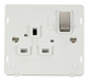 Scolmore SIN535PWSS - INGOT 1 Gang 13A DP Switched Socket Insert - White / Stainless Steel Definity Scolmore - Sparks Warehouse