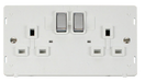 Scolmore SIN536PWCH - INGOT 2 Gang 13A DP Switched Socket Insert - White / Chrome Definity Scolmore - Sparks Warehouse
