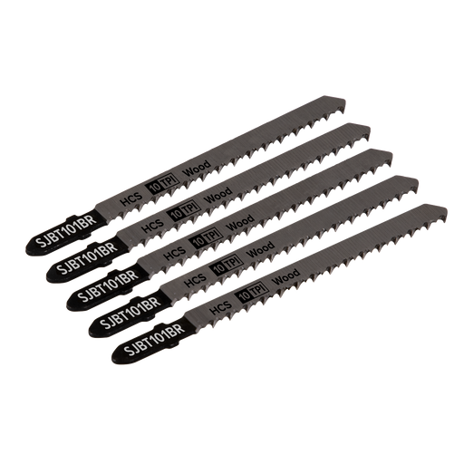 Sealey - Jigsaw Blade Hard Wood Downward Cut 100mm 10tpi - Pack of 5 Consumables Sealey - Sparks Warehouse