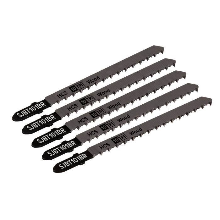 Sealey - Jigsaw Blade Hard Wood Downward Cut 100mm 10tpi - Pack of 5 Consumables Sealey - Sparks Warehouse