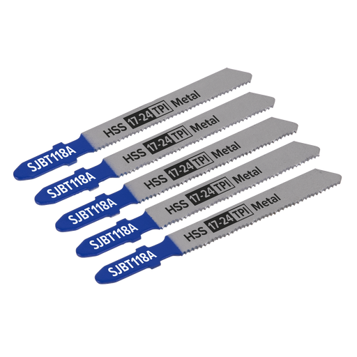 Sealey - Jigsaw Blade Metal 92mm 17-24tpi - Pack of 5 Consumables Sealey - Sparks Warehouse