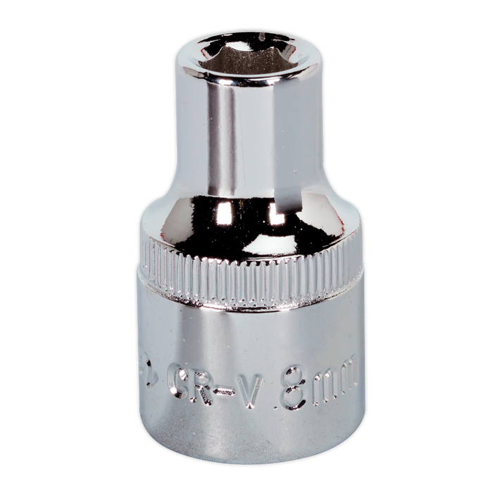 Sealey - SP1208 WallDrive® Socket 8mm 1/2"Sq Drive Fully Polished Hand Tools Sealey - Sparks Warehouse