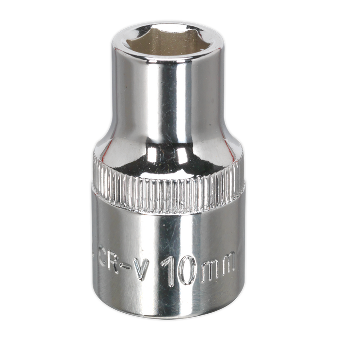 Sealey - SP1210 WallDrive® Socket 10mm 1/2"Sq Drive Fully Polished Hand Tools Sealey - Sparks Warehouse