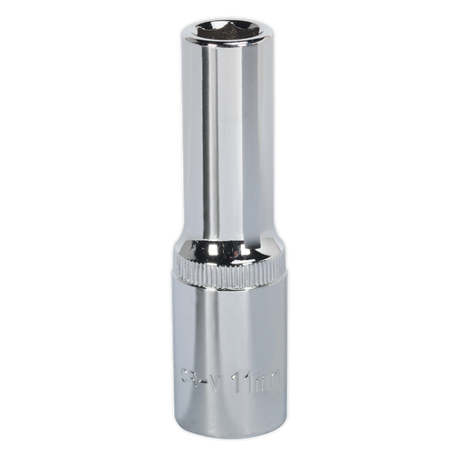 Sealey - SP1211D WallDrive® Socket 11mm Deep 1/2"Sq Drive Fully Polished Hand Tools Sealey - Sparks Warehouse