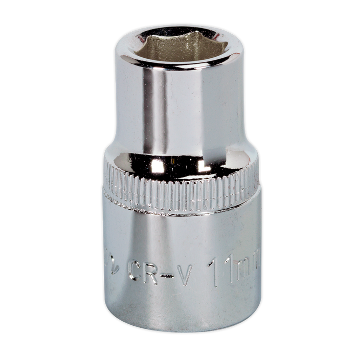 Sealey - SP1211 WallDrive® Socket 11mm 1/2"Sq Drive Fully Polished Hand Tools Sealey - Sparks Warehouse