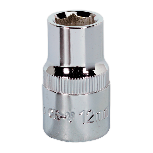 Sealey - SP1212 WallDrive® Socket 12mm 1/2"Sq Drive Fully Polished Hand Tools Sealey - Sparks Warehouse