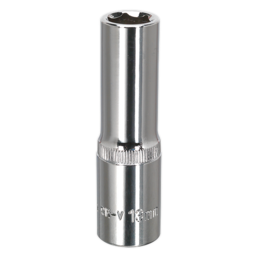 Sealey - SP1213D WallDrive® Socket 13mm Deep 1/2"Sq Drive Fully Polished Hand Tools Sealey - Sparks Warehouse