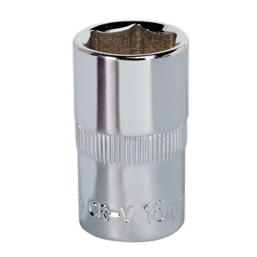 Sealey - SP1216 WallDrive® Socket 16mm 1/2"Sq Drive Fully Polished Hand Tools Sealey - Sparks Warehouse