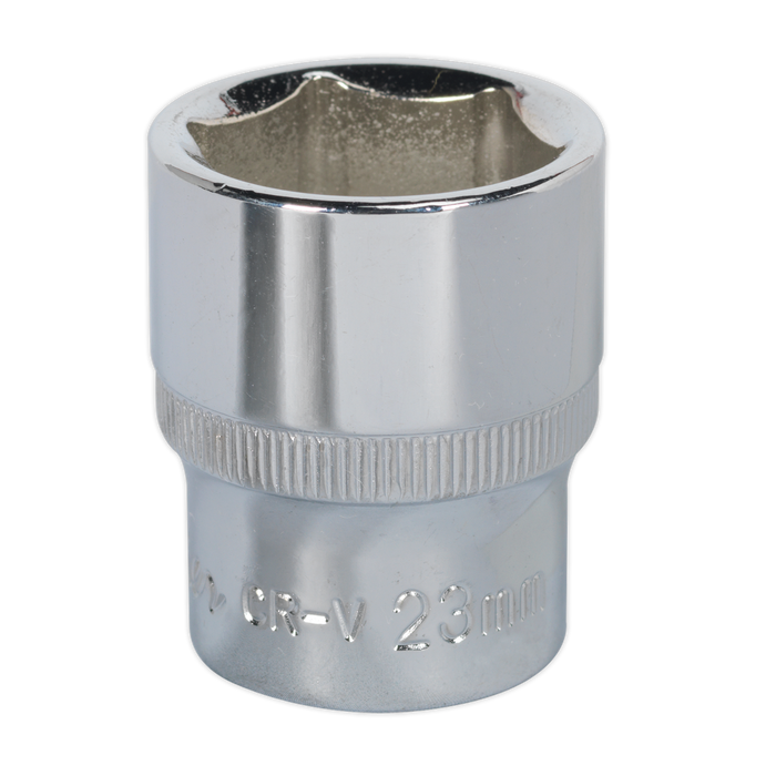 Sealey - SP1223 WallDrive® Socket 23mm 1/2"Sq Drive Fully Polished Hand Tools Sealey - Sparks Warehouse