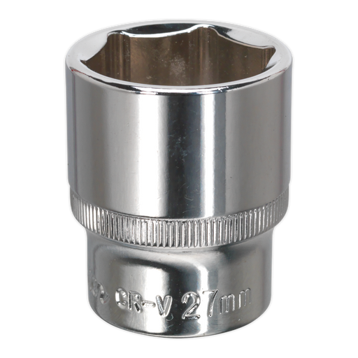 Sealey - SP1227 WallDrive® Socket 27mm 1/2"Sq Drive Fully Polished Hand Tools Sealey - Sparks Warehouse