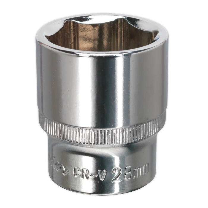 Sealey - SP1228 WallDrive® Socket 28mm 1/2"Sq Drive Fully Polished Hand Tools Sealey - Sparks Warehouse