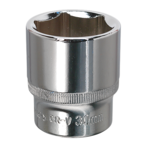 Sealey - SP1230 WallDrive® Socket 30mm 1/2"Sq Drive Fully Polished Hand Tools Sealey - Sparks Warehouse