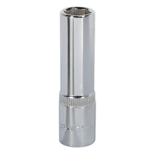 Sealey - SP3811D WallDrive® Socket 11mm Deep 3/8"Sq Drive Fully Polished Hand Tools Sealey - Sparks Warehouse