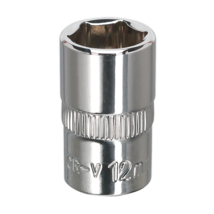 Sealey - SP3812 WallDrive® Socket 12mm 3/8"Sq Drive Fully Polished Hand Tools Sealey - Sparks Warehouse