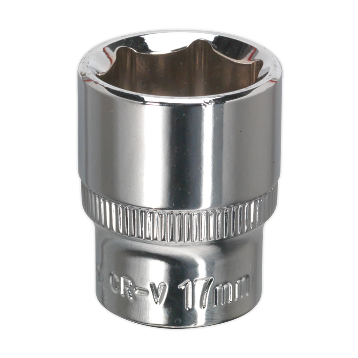 Sealey - SP3817 WallDrive® Socket 17mm 3/8"Sq Drive Fully Polished Hand Tools Sealey - Sparks Warehouse