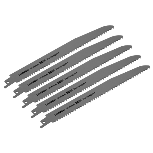 Sealey - Reciprocating Saw Blade Multipurpose 230mm 5-8tpi - Pack of 5 Consumables Sealey - Sparks Warehouse