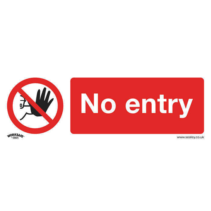 Sealey - SS14P10 No Entry - Prohibition Safety Sign - Rigid Plastic - Pack of 10 Safety Products Sealey - Sparks Warehouse