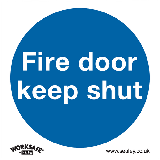 Sealey - SS1P10 Fire Door Keep Shut Mandatory Safety Sign - Rigid Plastic - Pack of 10 Safety Products Sealey - Sparks Warehouse