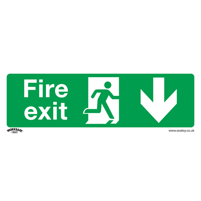 Sealey - SS22V1 Fire Exit (Down) - Safe Conditions Safety Sign - Self-Adhesive Vinyl Safety Products Sealey - Sparks Warehouse