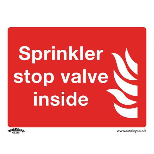 Sealey - SS23P10 Sprinkler Stop Valve - Safe Conditions Safety Sign - Rigid Plastic - Pack of 10 Safety Products Sealey - Sparks Warehouse