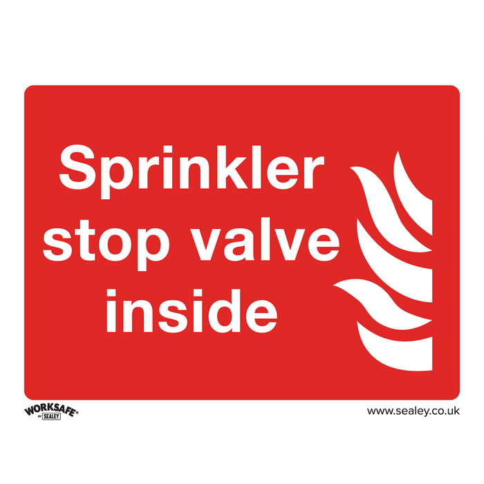 Sealey - SS23P1 Sprinkler Stop Valve - Safe Conditions Safety Sign - Rigid Plastic Safety Products Sealey - Sparks Warehouse
