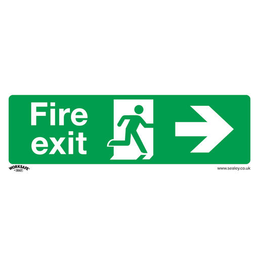 Sealey - SS24P1 Fire Exit (Right) - Safe Conditions Safety Sign - Rigid Plastic Safety Products Sealey - Sparks Warehouse