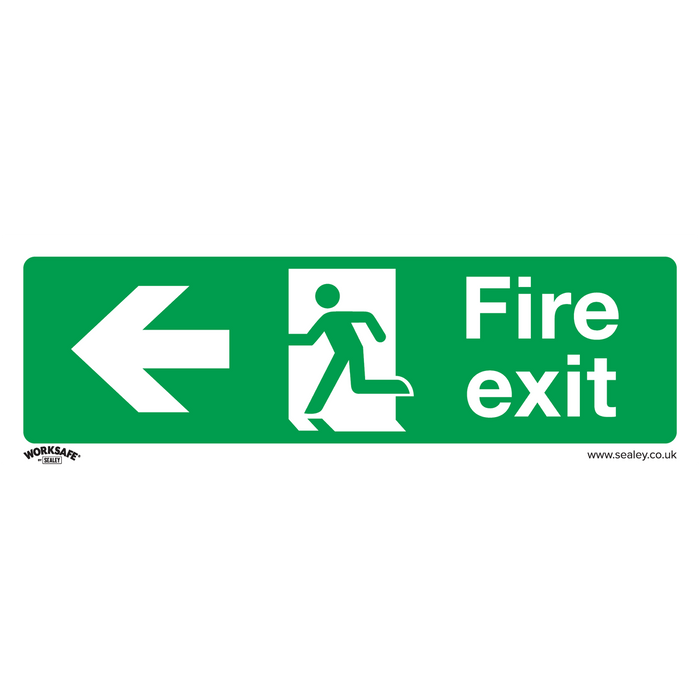 Sealey - SS25P1 Fire Exit (Left) - Safe Conditions Safety Sign - Rigid Plastic Safety Products Sealey - Sparks Warehouse