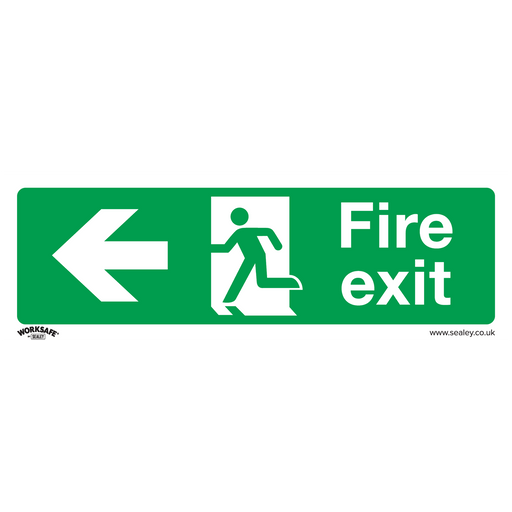 Sealey - SS25V10 Fire Exit (Left) - Safe Conditions Safety Sign - Self-Adhesive Vinyl - Pack of 10 Safety Products Sealey - Sparks Warehouse