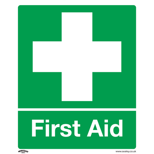 Sealey - SS26P10 First Aid - Safety Sign - Rigid Plastic - Pack of 10 Safety Products Sealey - Sparks Warehouse