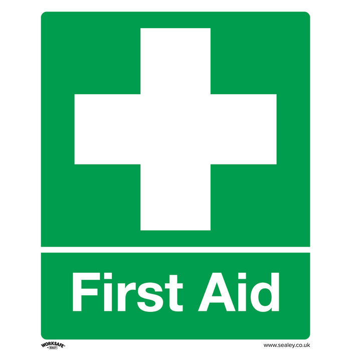 Sealey - SS26P1 First Aid - Safety Sign - Rigid Plastic Safety Products Sealey - Sparks Warehouse