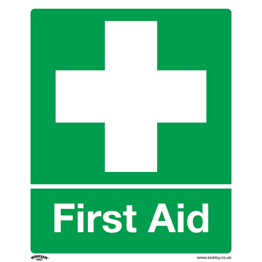 Sealey - SS26V10 First Aid - Safety Sign - Self-Adhesive Vinyl - Pack of 10 Safety Products Sealey - Sparks Warehouse