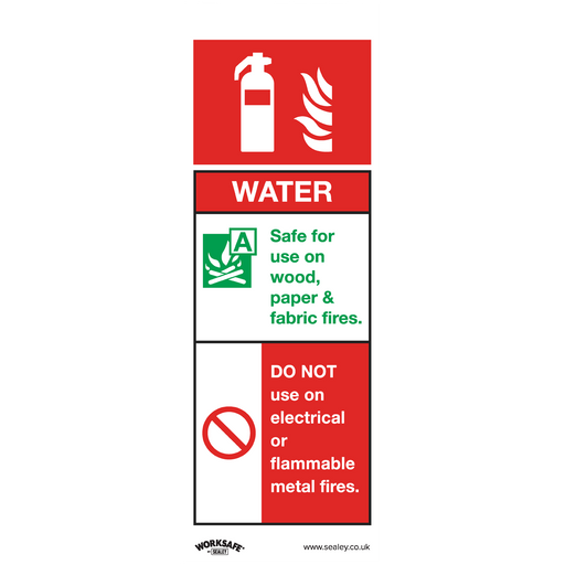 Sealey - SS27P1 Water Fire Extinguisher - Safe Conditions Safety Sign - Rigid Plastic Safety Products Sealey - Sparks Warehouse