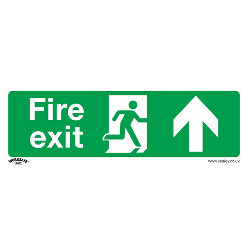 Sealey - SS28P10 Fire Exit (Up) - Safe Conditions Safety Sign - Rigid Plastic - Pack of 10 Safety Products Sealey - Sparks Warehouse