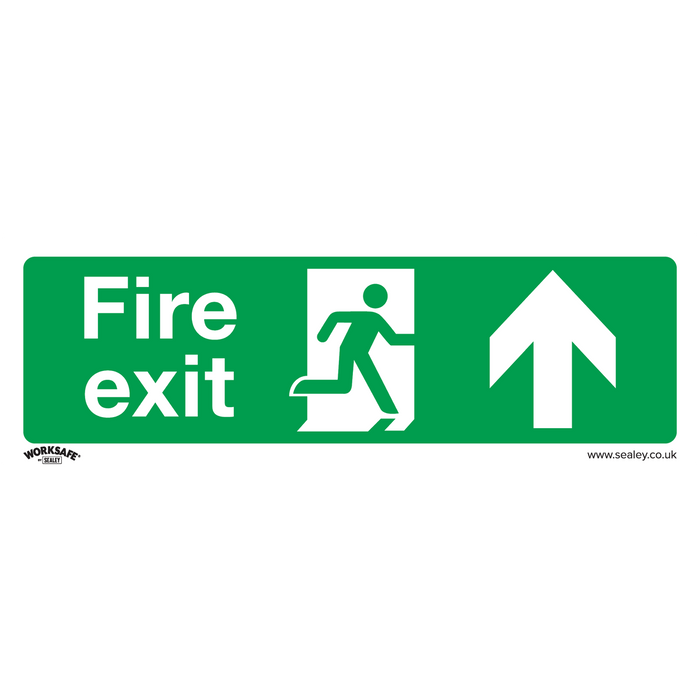 Sealey - SS28V10 Fire Exit (Up) - Safe Conditions Safety Sign - Self-Adhesive Vinyl - Pack of 10 Safety Products Sealey - Sparks Warehouse