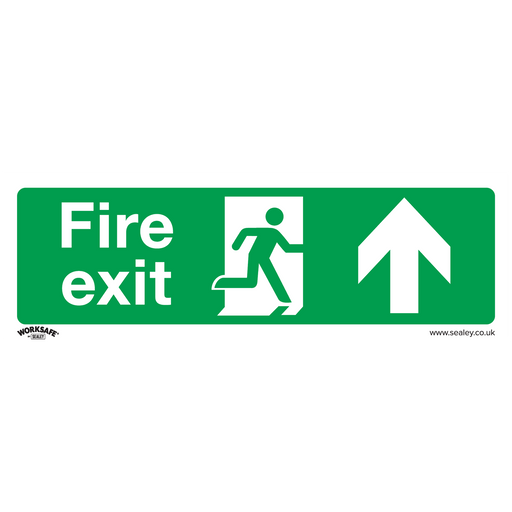 Sealey - SS28V1 Fire Exit (Up) - Safe Conditions Safety Sign - Self-Adhesive Vinyl Safety Products Sealey - Sparks Warehouse