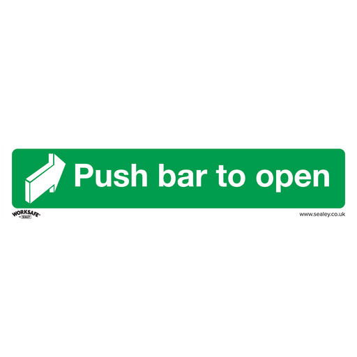 Sealey - SS29P10 Push Bar To Open - Safe Conditions Safety Sign - Rigid Plastic - Pack of 10 Safety Products Sealey - Sparks Warehouse