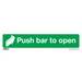 Sealey - SS29P1 Push Bar To Open - Safe Conditions Safety Sign - Rigid Plastic Safety Products Sealey - Sparks Warehouse