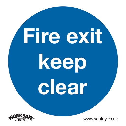Sealey - SS2P1 Fire Exit Keep Clear - Mandatory Safety Sign - Rigid Plastic Safety Products Sealey - Sparks Warehouse