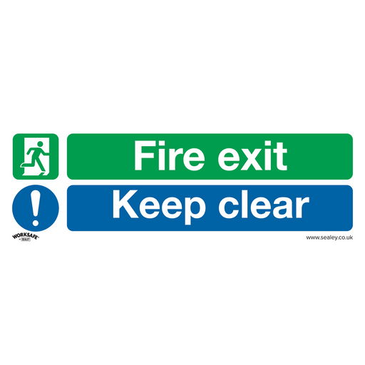 Sealey - SS32P1 Fire Exit Keep Clear (Large) - Safe Conditions Safety Sign - Rigid Plastic Safety Products Sealey - Sparks Warehouse